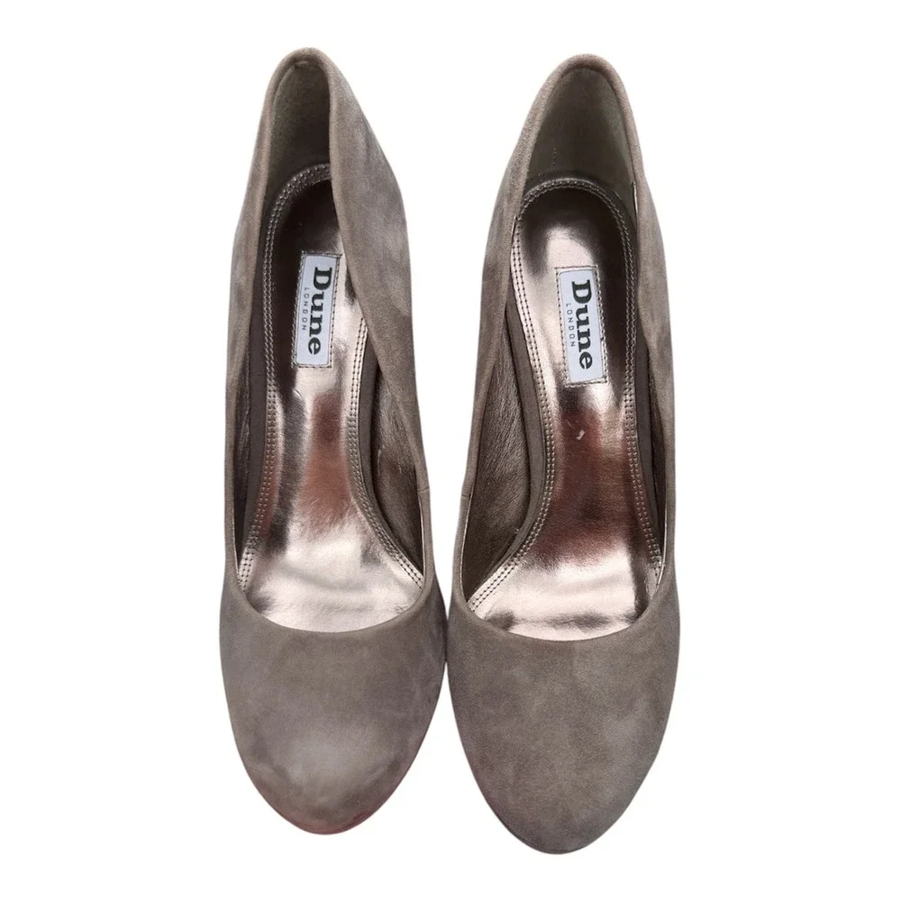 Dune London $150 Women's Aries Suede Platform Court Pump Heels in Grey EU38
